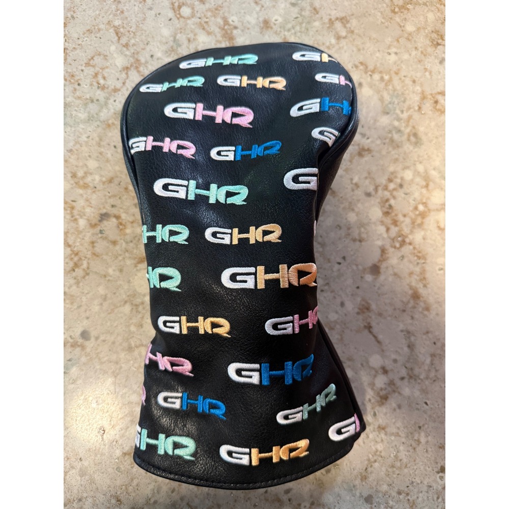 Golf Headquarters GHQ Waterloo Iowa Driver Head Cover Black Embroidered Multi
